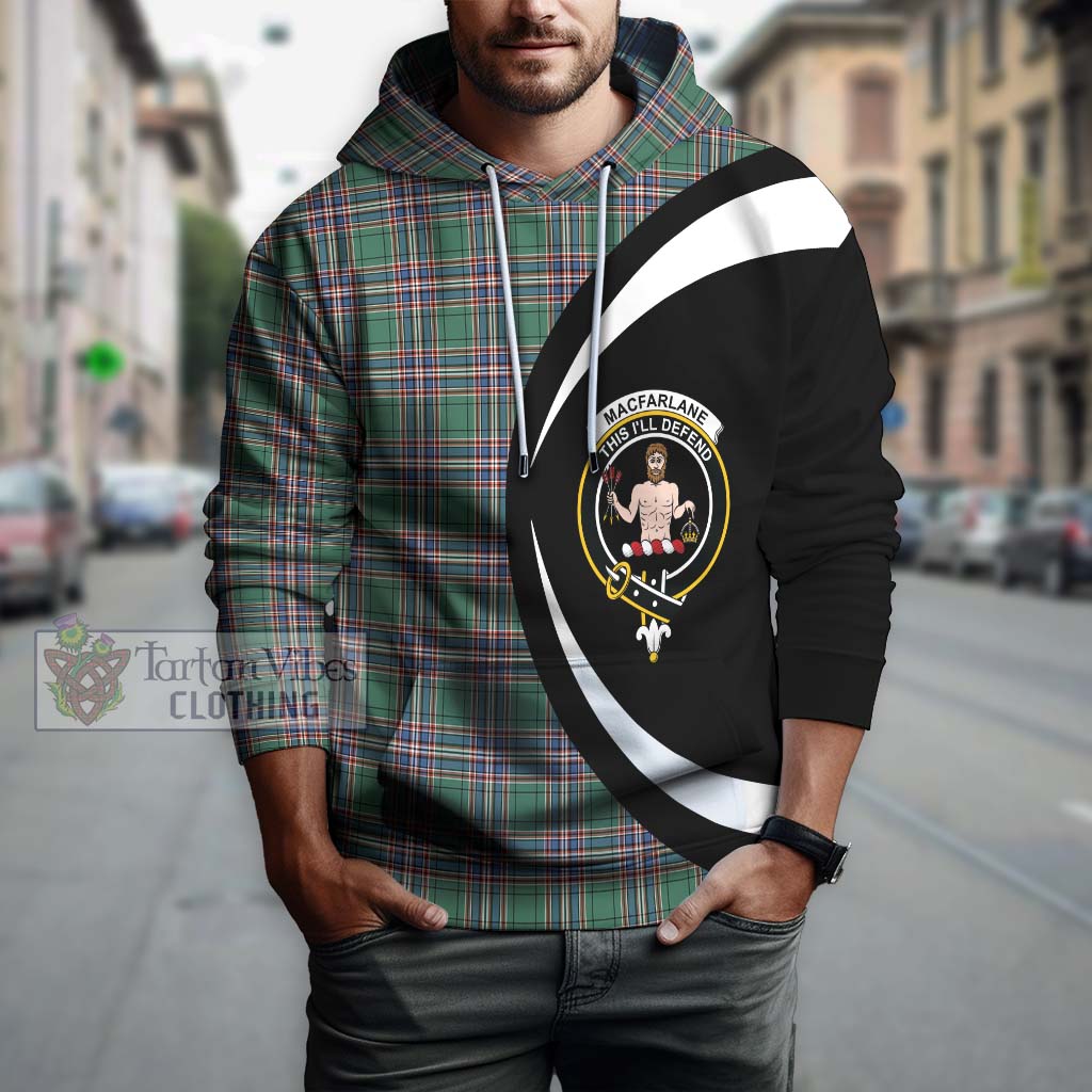 Tartan Vibes Clothing MacFarlane Hunting Ancient Tartan Hoodie with Family Crest Circle Style