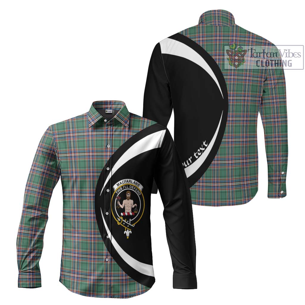 MacFarlane Hunting Ancient Tartan Long Sleeve Button Up with Family Crest Circle Style Men's Shirt S - Tartan Vibes Clothing