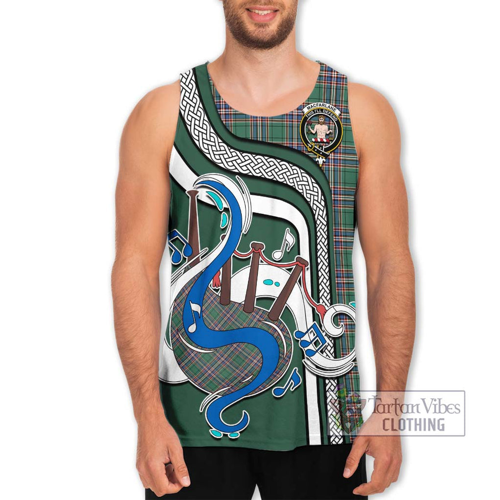 MacFarlane Hunting Ancient Tartan Men's Tank Top with Epic Bagpipe Style Men - Tartanvibesclothing Shop