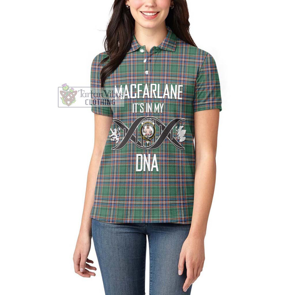 MacFarlane Hunting Ancient Tartan Women's Polo Shirt with Family Crest DNA In Me Style Women - Tartanvibesclothing Shop