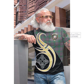 MacFarlane Hunting Ancient Tartan Cotton T-shirt with Family Crest and Celtic Symbol Style