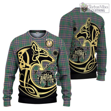 MacFarlane Hunting Ancient Tartan Ugly Sweater with Family Crest Celtic Wolf Style