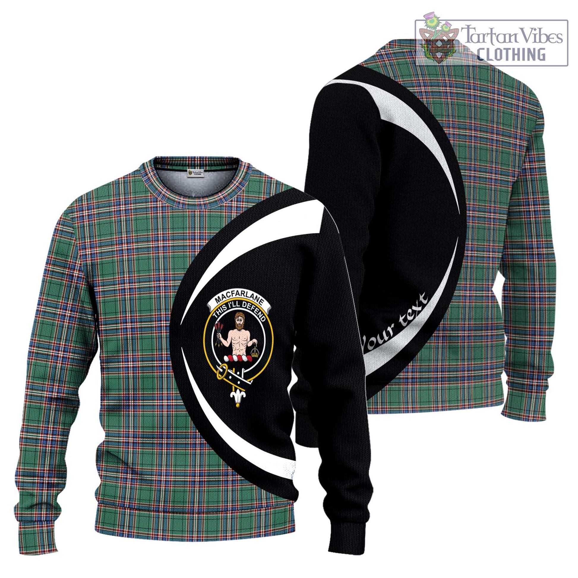 MacFarlane Hunting Ancient Tartan Knitted Sweater with Family Crest Circle Style Unisex - Tartan Vibes Clothing