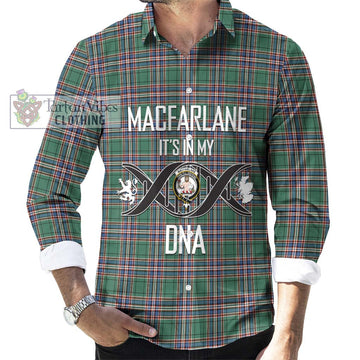 MacFarlane Hunting Ancient Tartan Long Sleeve Button Shirt with Family Crest DNA In Me Style