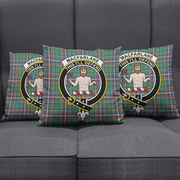 MacFarlane Hunting Ancient Tartan Pillow Cover with Family Crest