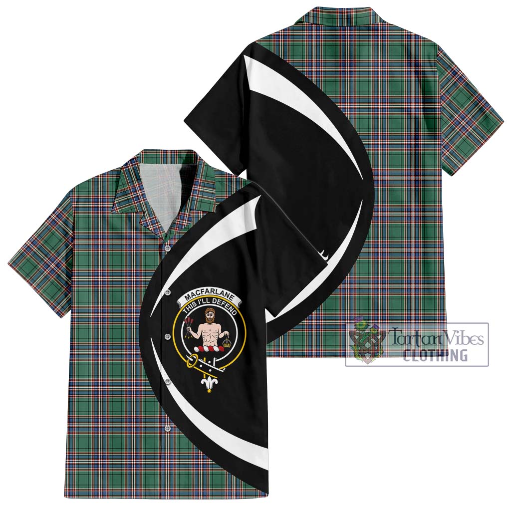 MacFarlane Hunting Ancient Tartan Short Sleeve Button Up with Family Crest Circle Style Kid - Tartan Vibes Clothing