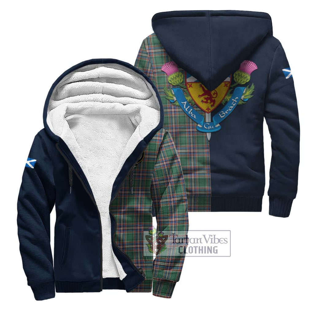 Tartan Vibes Clothing MacFarlane Hunting Ancient Tartan Sherpa Hoodie with Scottish Lion Royal Arm Half Style