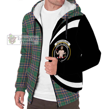 MacFarlane Hunting Ancient Tartan Sherpa Hoodie with Family Crest Circle Style