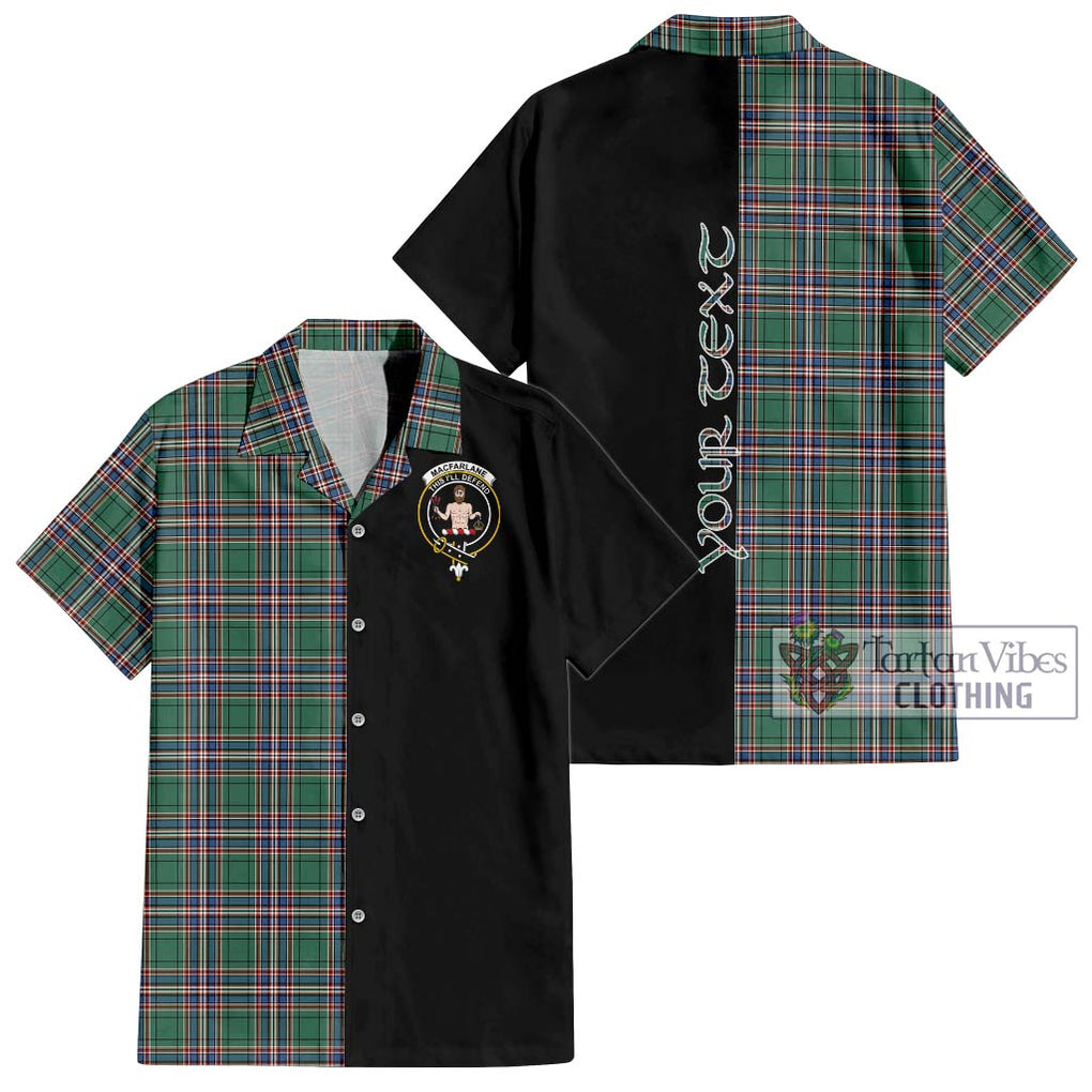 MacFarlane Hunting Ancient Tartan Short Sleeve Button Shirt with Family Crest and Half Of Me Style Kid - Tartanvibesclothing Shop