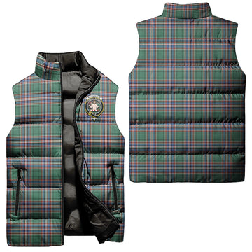 MacFarlane Hunting Ancient Tartan Sleeveless Puffer Jacket with Family Crest