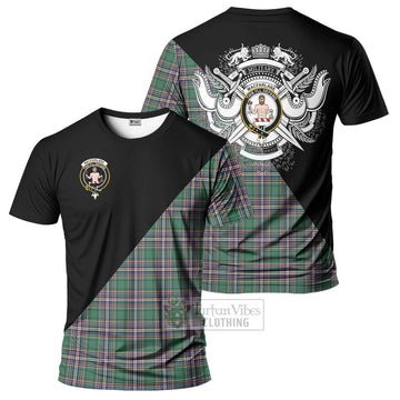 MacFarlane Hunting Ancient Tartan T-Shirt with Family Crest and Military Logo Style