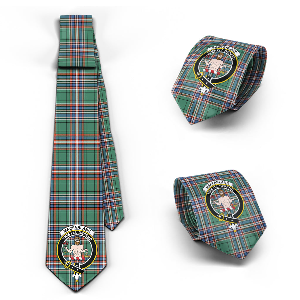 MacFarlane Hunting Ancient Tartan Classic Necktie with Family Crest Necktie One Size - Tartan Vibes Clothing