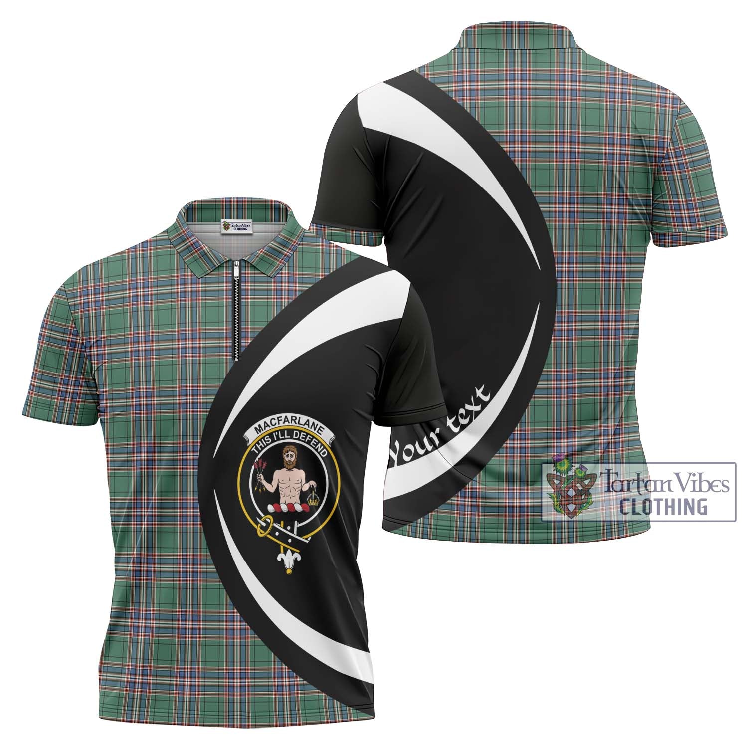 Tartan Vibes Clothing MacFarlane Hunting Ancient Tartan Zipper Polo Shirt with Family Crest Circle Style