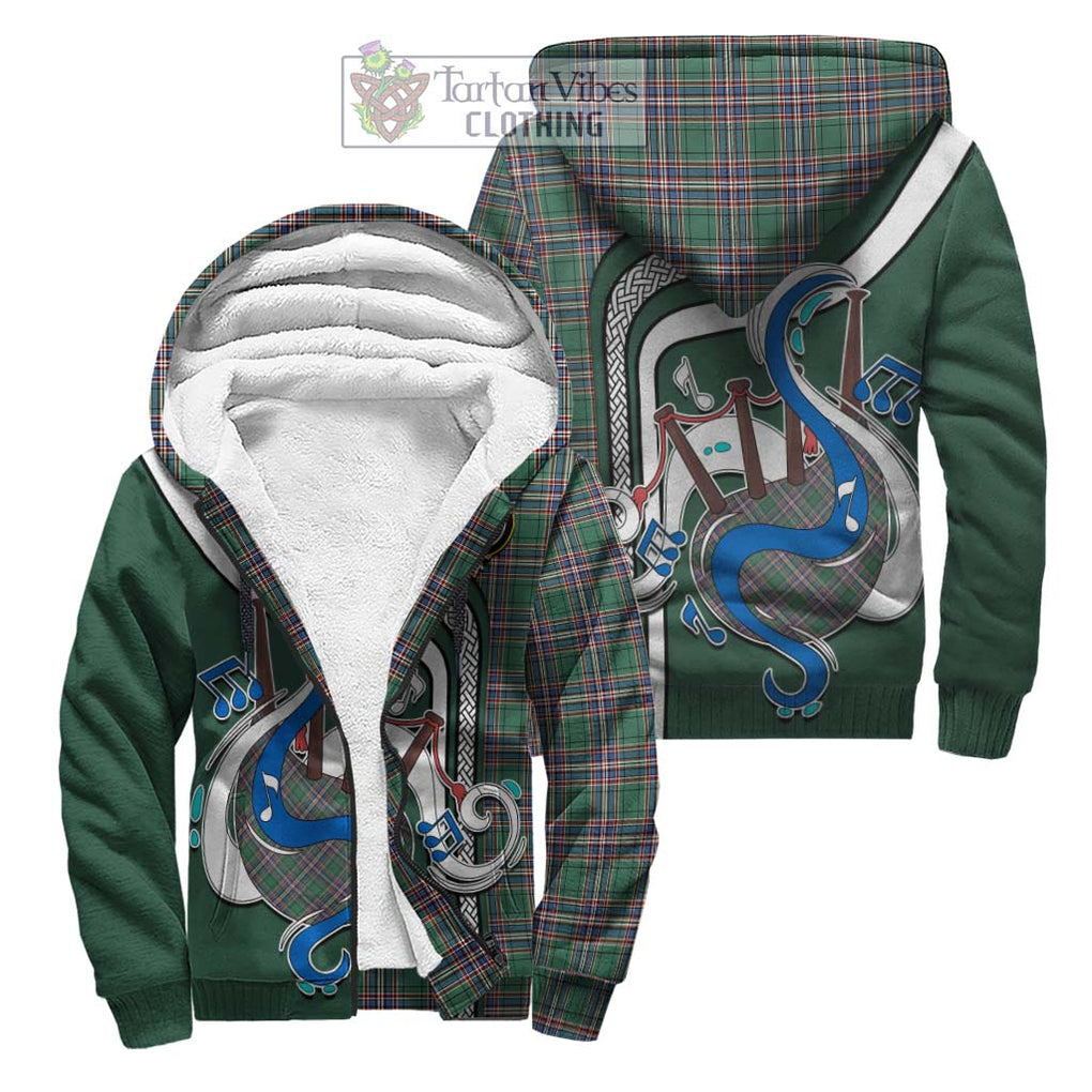 MacFarlane Hunting Ancient Tartan Sherpa Hoodie with Epic Bagpipe Style Unisex S - Tartanvibesclothing Shop