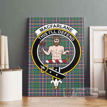 MacFarlane Hunting Ancient Tartan Canvas Print Wall Art with Family Crest