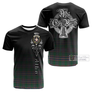 MacFarlane Hunting Ancient Tartan Cotton T-shirt Featuring Alba Gu Brath Family Crest Celtic Inspired