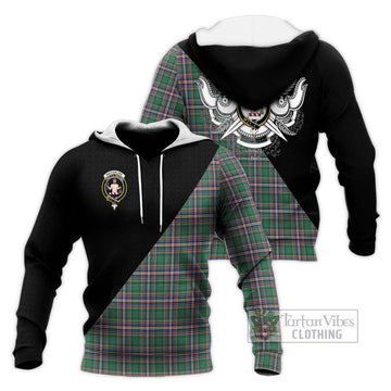 MacFarlane Hunting Ancient Tartan Knitted Hoodie with Family Crest and Military Logo Style