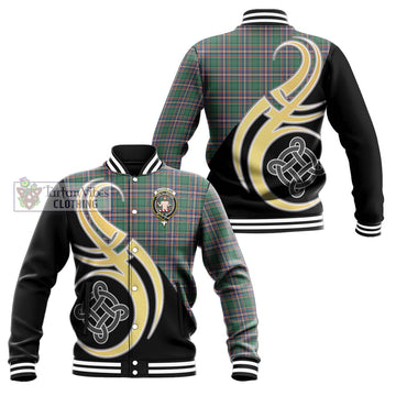 MacFarlane Hunting Ancient Tartan Baseball Jacket with Family Crest and Celtic Symbol Style