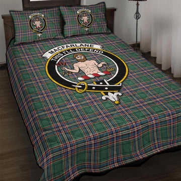 MacFarlane Hunting Ancient Tartan Quilt Bed Set with Family Crest