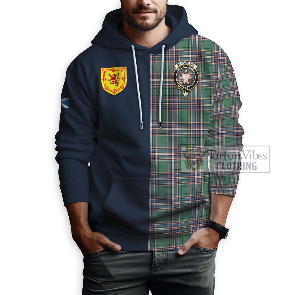 Tartan Vibes Clothing MacFarlane Hunting Ancient Tartan Hoodie with Scottish Lion Royal Arm Half Style