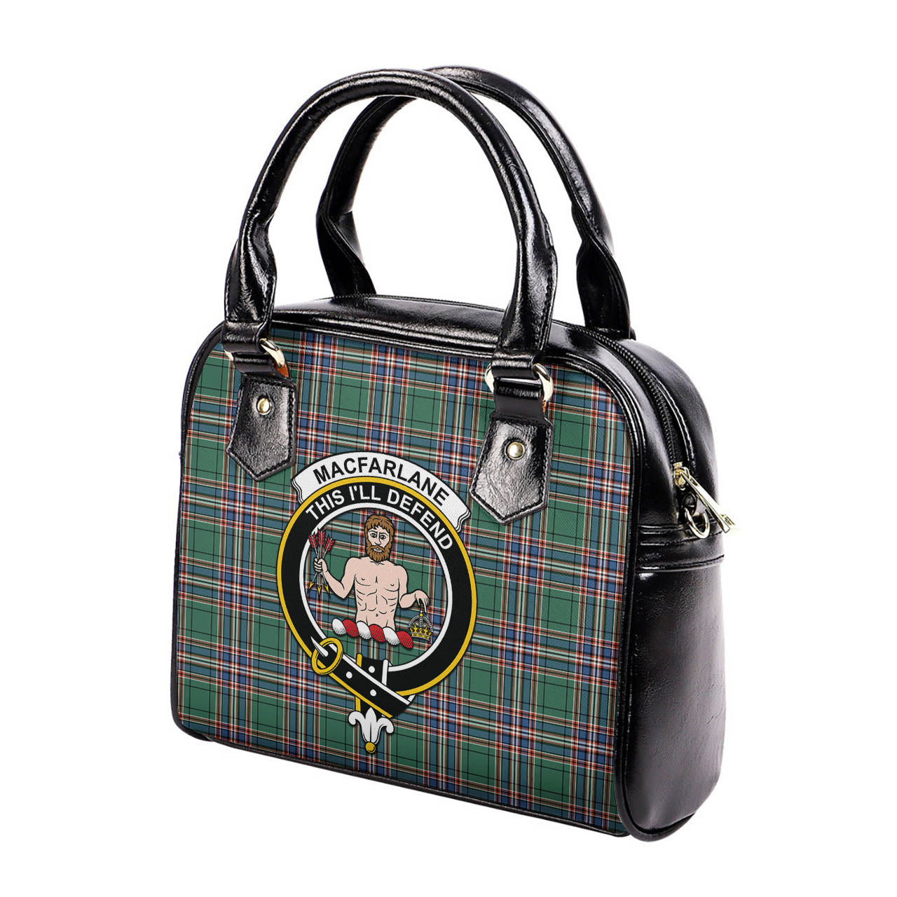 MacFarlane Hunting Ancient Tartan Shoulder Handbags with Family Crest - Tartanvibesclothing