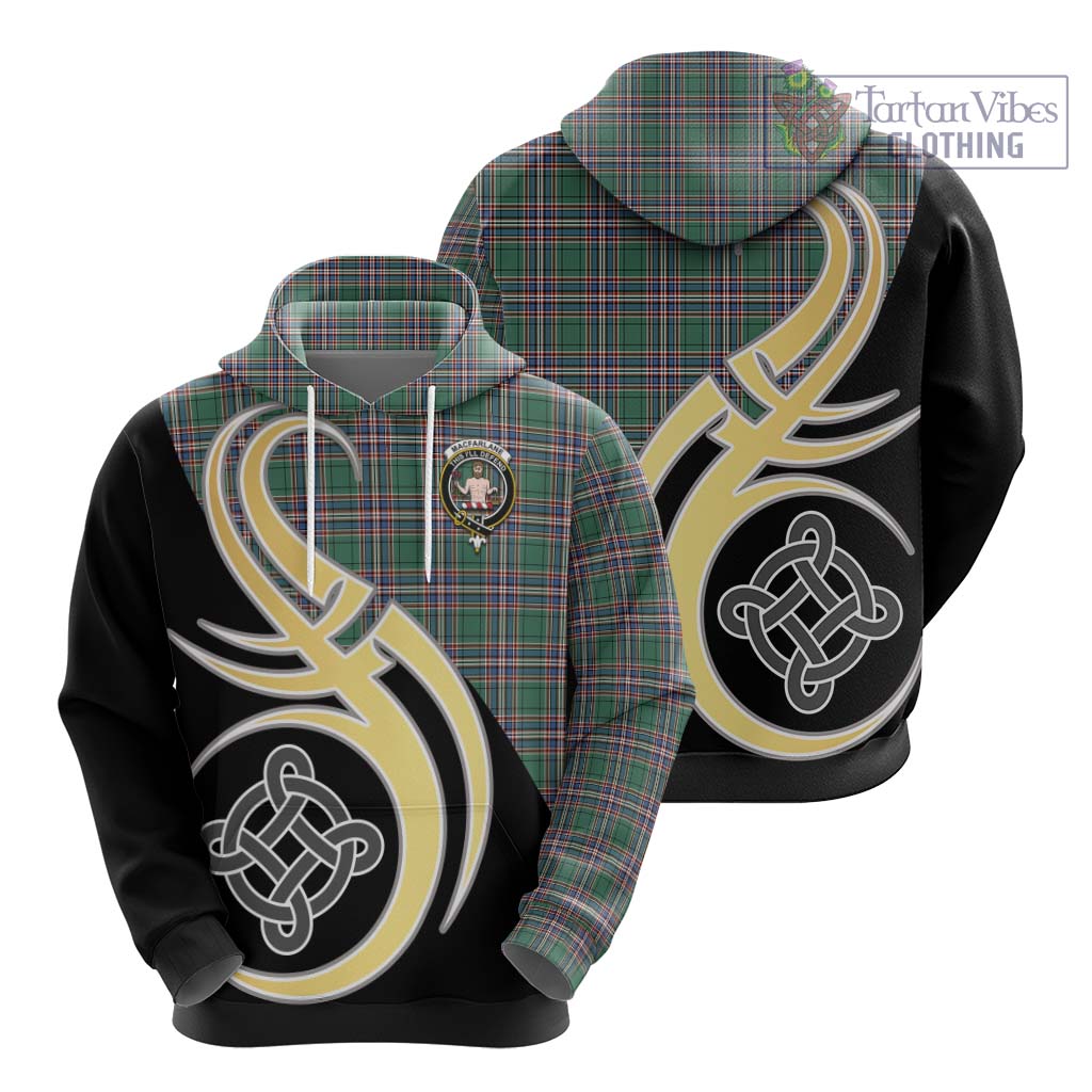 Tartan Vibes Clothing MacFarlane Hunting Ancient Tartan Hoodie with Family Crest and Celtic Symbol Style