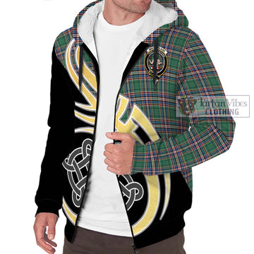 MacFarlane Hunting Ancient Tartan Sherpa Hoodie with Family Crest and Celtic Symbol Style