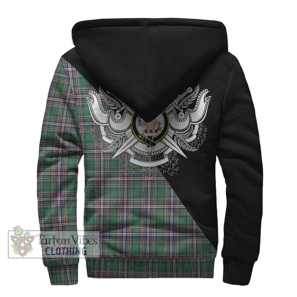 MacFarlane Hunting Ancient Tartan Sherpa Hoodie with Family Crest and Military Logo Style - Tartanvibesclothing Shop