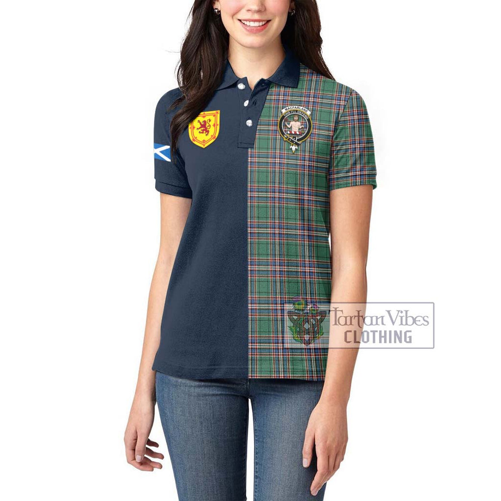 Tartan Vibes Clothing MacFarlane Hunting Ancient Tartan Women's Polo Shirt with Scottish Lion Royal Arm Half Style