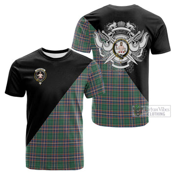 MacFarlane Hunting Ancient Tartan Cotton T-shirt with Family Crest and Military Logo Style