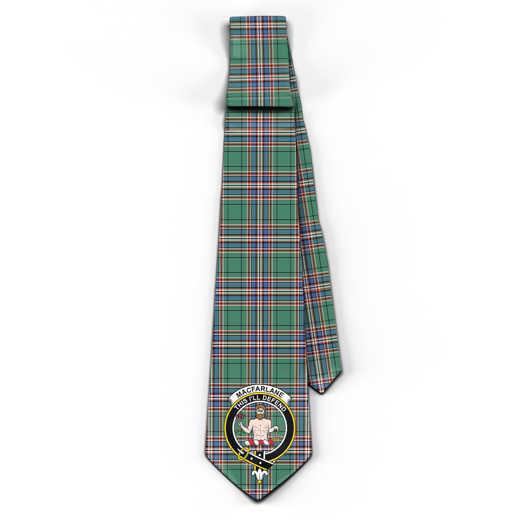 MacFarlane Hunting Ancient Tartan Classic Necktie with Family Crest - Tartan Vibes Clothing