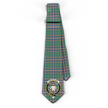 MacFarlane Hunting Ancient Tartan Classic Necktie with Family Crest