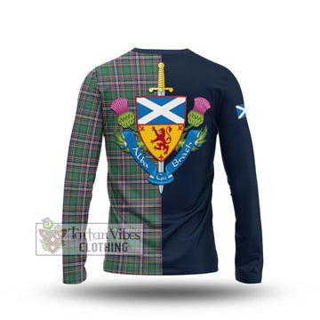 MacFarlane Hunting Ancient Tartan Long Sleeve T-Shirt Alba with Scottish Lion Royal Arm Half Style