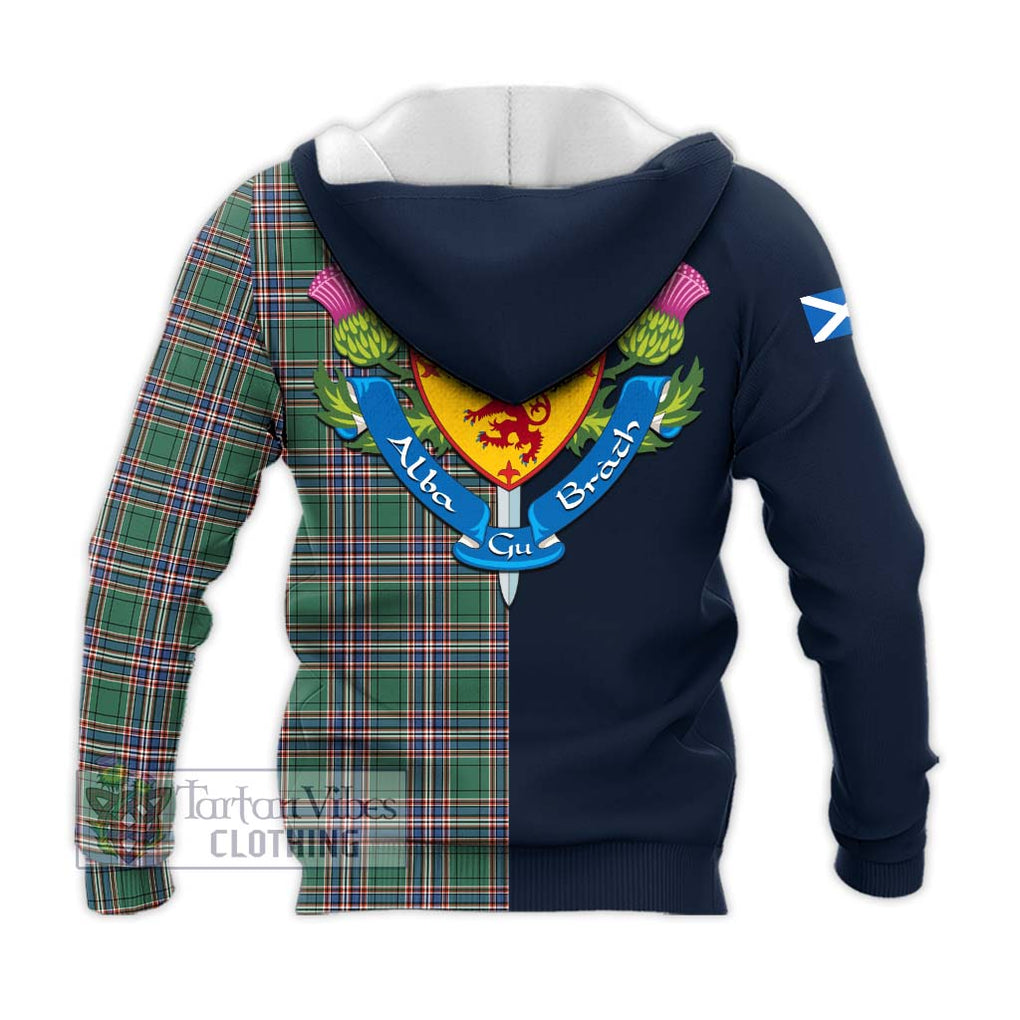 Tartan Vibes Clothing MacFarlane Hunting Ancient Tartan Knitted Hoodie with Scottish Lion Royal Arm Half Style