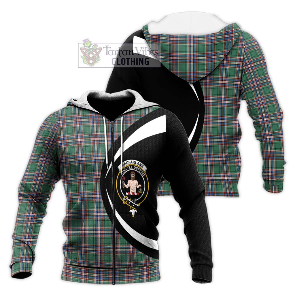 MacFarlane Hunting Ancient Tartan Knitted Hoodie with Family Crest Circle Style Unisex Knitted Zip Hoodie - Tartan Vibes Clothing