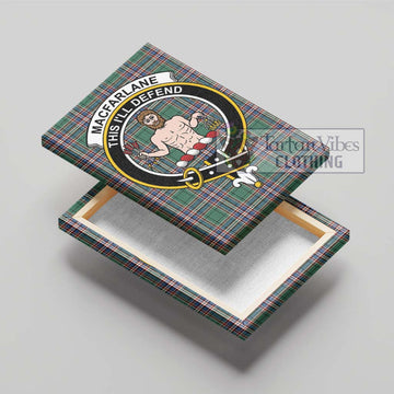 MacFarlane Hunting Ancient Tartan Canvas Print Wall Art with Family Crest