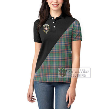 MacFarlane Hunting Ancient Tartan Women's Polo Shirt with Family Crest and Military Logo Style