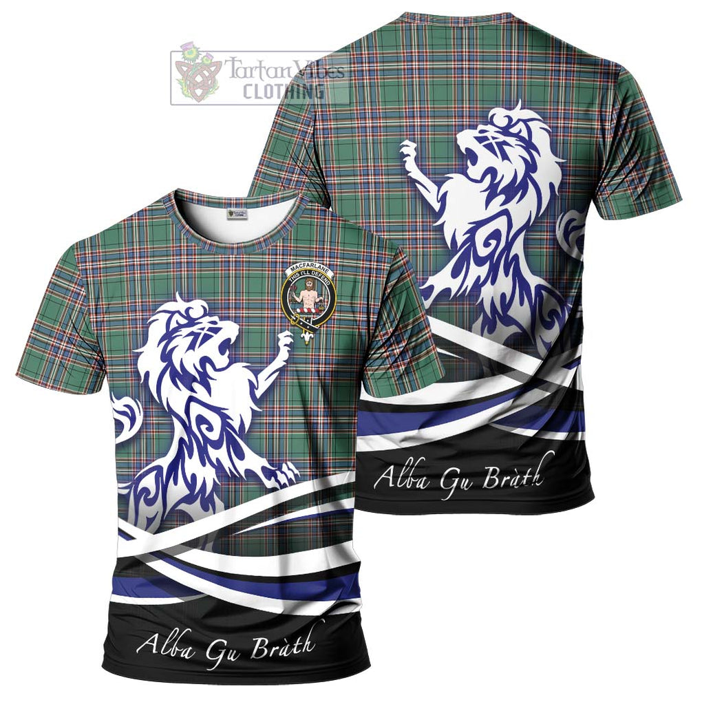 Tartan Vibes Clothing MacFarlane Hunting Ancient Tartan Cotton T-shirt with Alba Gu Brath Regal Lion Emblem