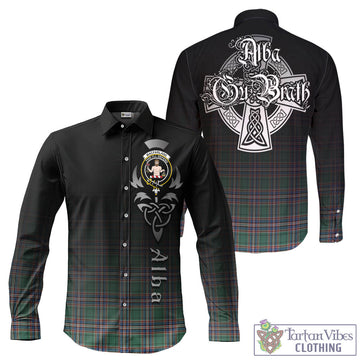 MacFarlane Hunting Ancient Tartan Long Sleeve Button Up Featuring Alba Gu Brath Family Crest Celtic Inspired