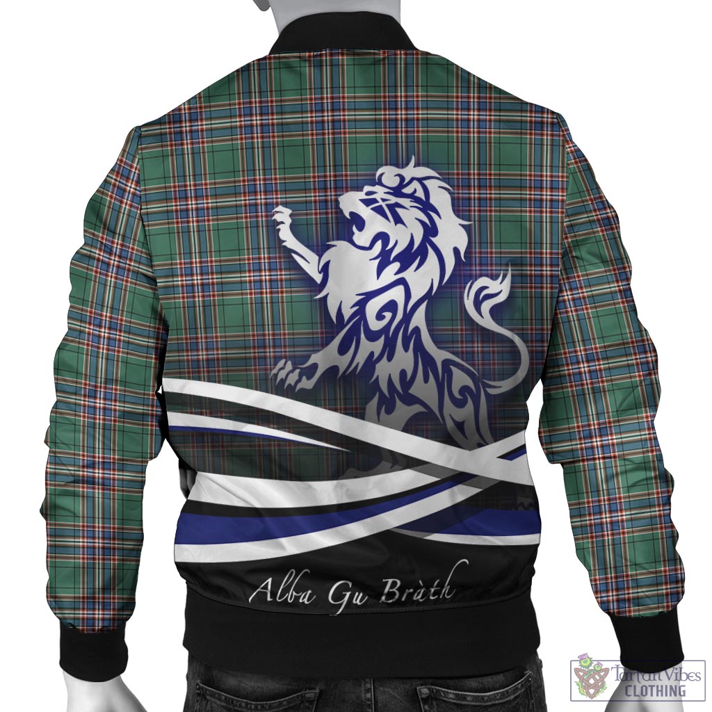 Tartan Vibes Clothing MacFarlane Hunting Ancient Tartan Bomber Jacket with Alba Gu Brath Regal Lion Emblem