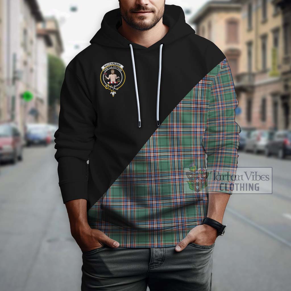 Tartan Vibes Clothing MacFarlane Hunting Ancient Tartan Hoodie with Family Crest and Military Logo Style