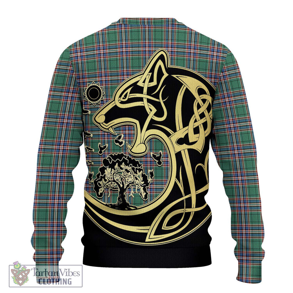 MacFarlane Hunting Ancient Tartan Knitted Sweater with Family Crest Celtic Wolf Style - Tartan Vibes Clothing