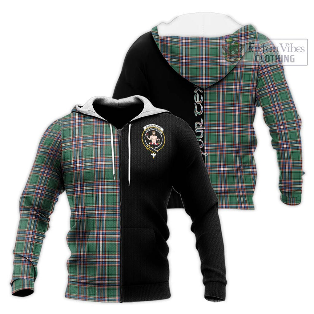 MacFarlane Hunting Ancient Tartan Knitted Hoodie with Family Crest and Half Of Me Style Unisex Knitted Zip Hoodie - Tartanvibesclothing Shop