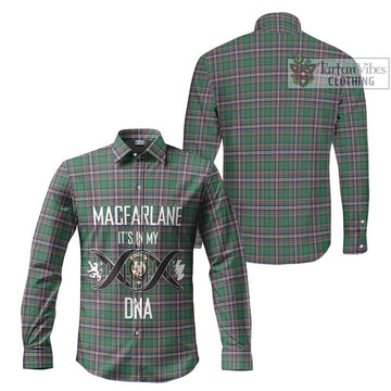 MacFarlane Hunting Ancient Tartan Long Sleeve Button Shirt with Family Crest DNA In Me Style