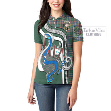 MacFarlane Hunting Ancient Tartan Women's Polo Shirt with Epic Bagpipe Style