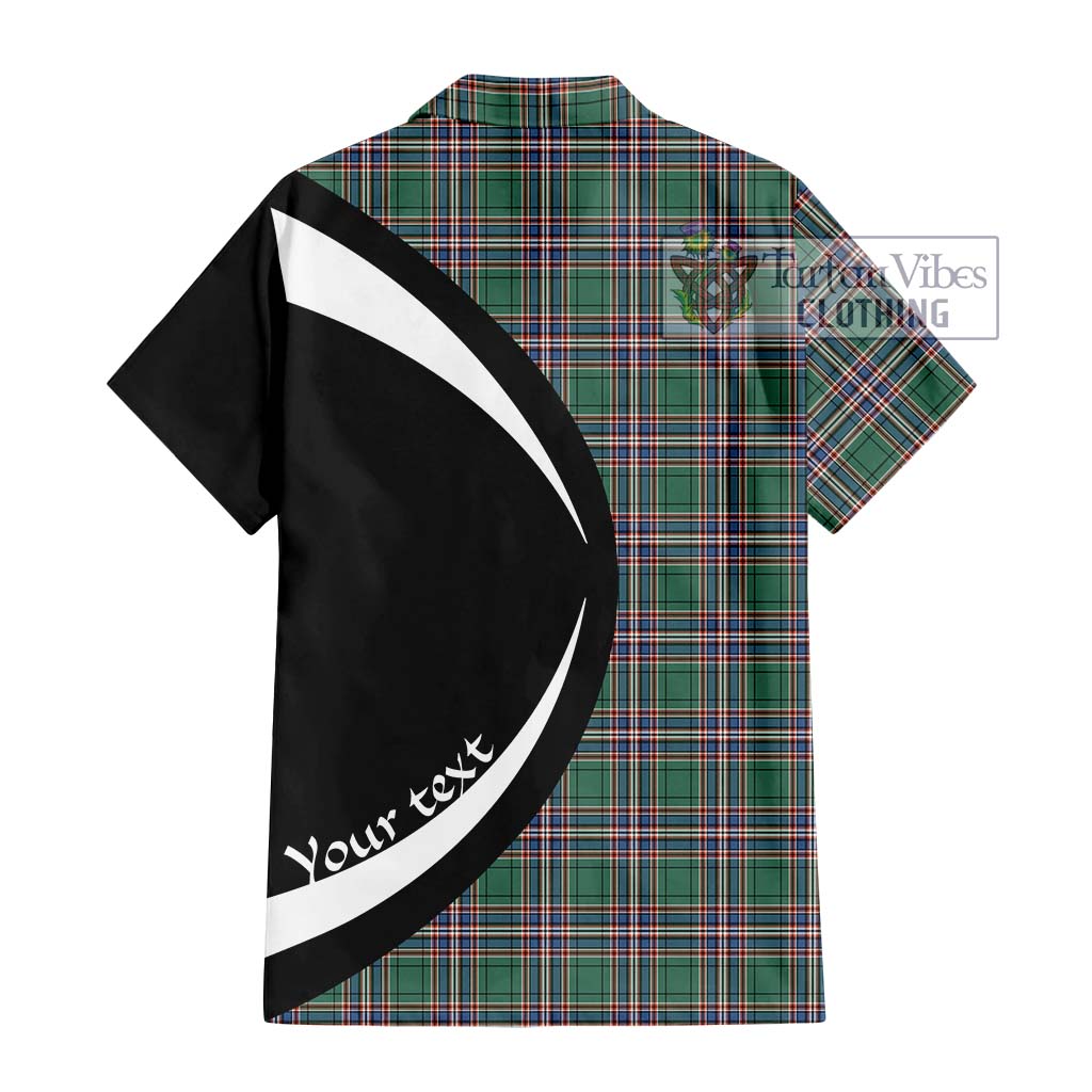 MacFarlane Hunting Ancient Tartan Short Sleeve Button Up with Family Crest Circle Style - Tartan Vibes Clothing