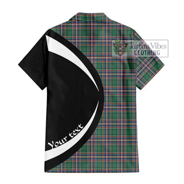 MacFarlane Hunting Ancient Tartan Short Sleeve Button Up with Family Crest Circle Style