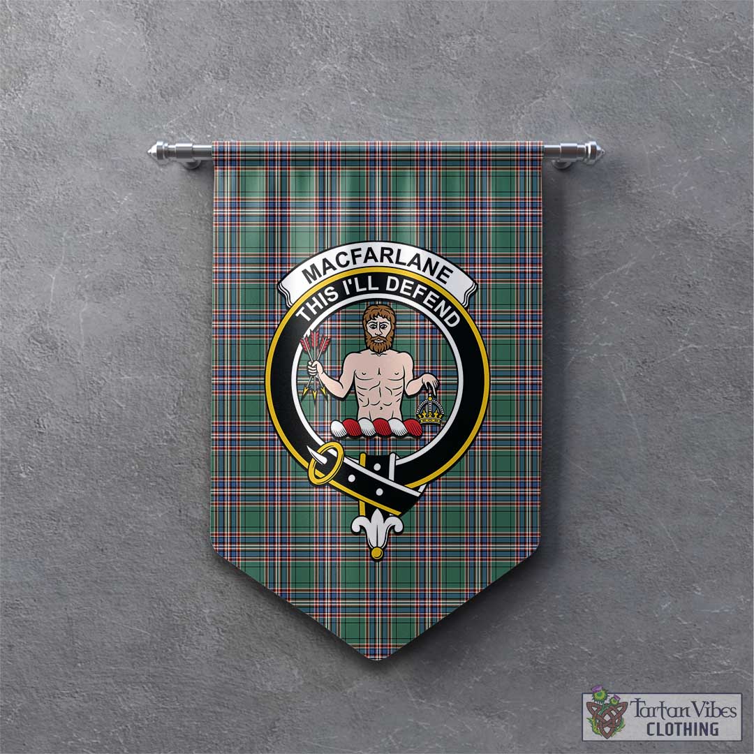 Tartan Vibes Clothing MacFarlane Hunting Ancient Tartan Gonfalon, Tartan Banner with Family Crest