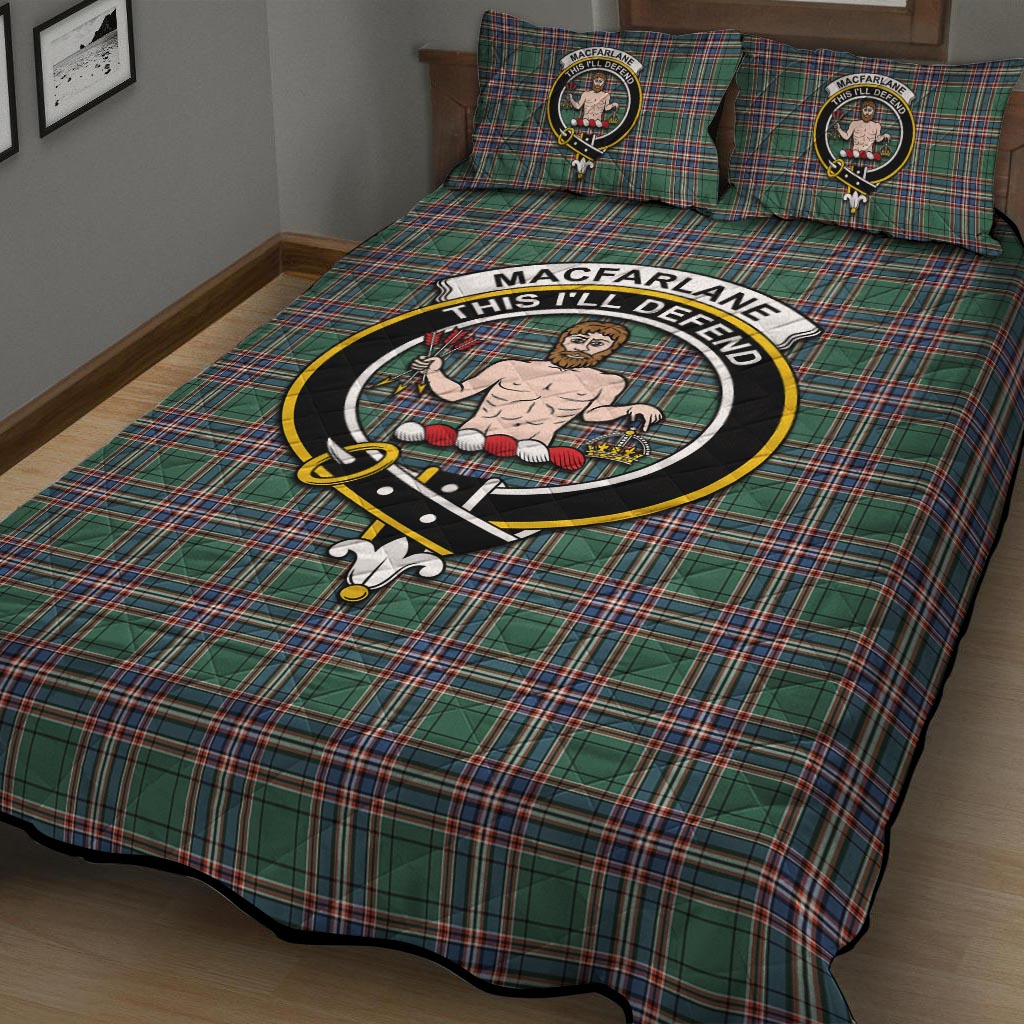 MacFarlane Hunting Ancient Tartan Quilt Bed Set with Family Crest - Tartan Vibes Clothing