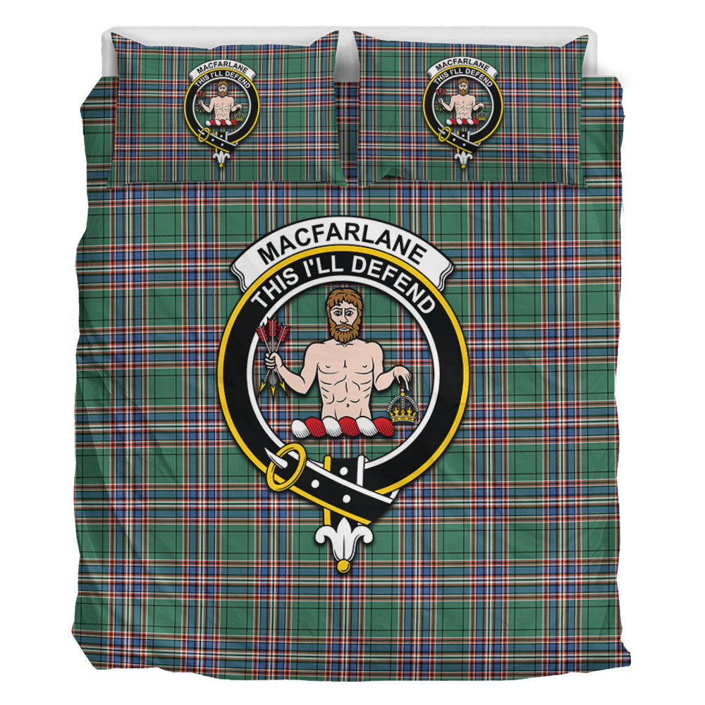 MacFarlane Hunting Ancient Tartan Bedding Set with Family Crest - Tartan Vibes Clothing